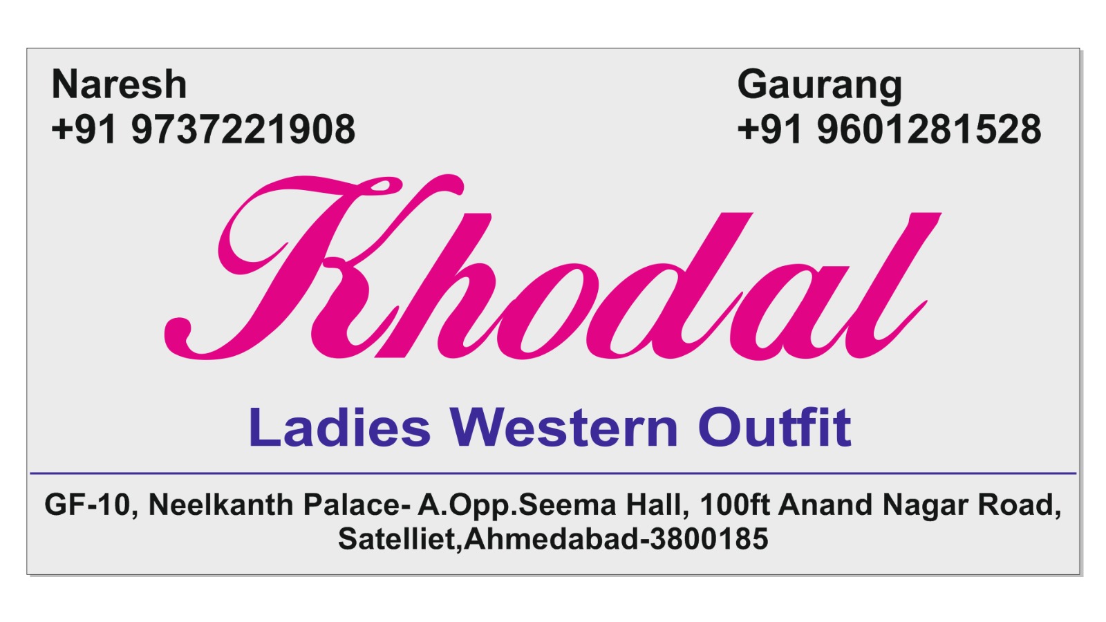 KHODAL LADIES WESTERN OUTFITS