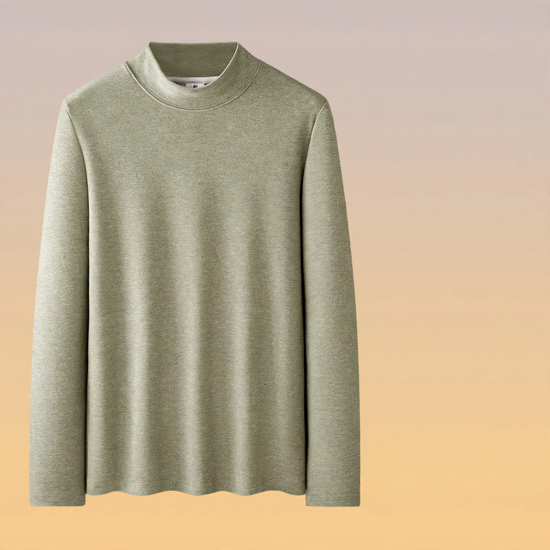 Men's Long Sleeve Base Layer Shirt with Stand-Up Collar