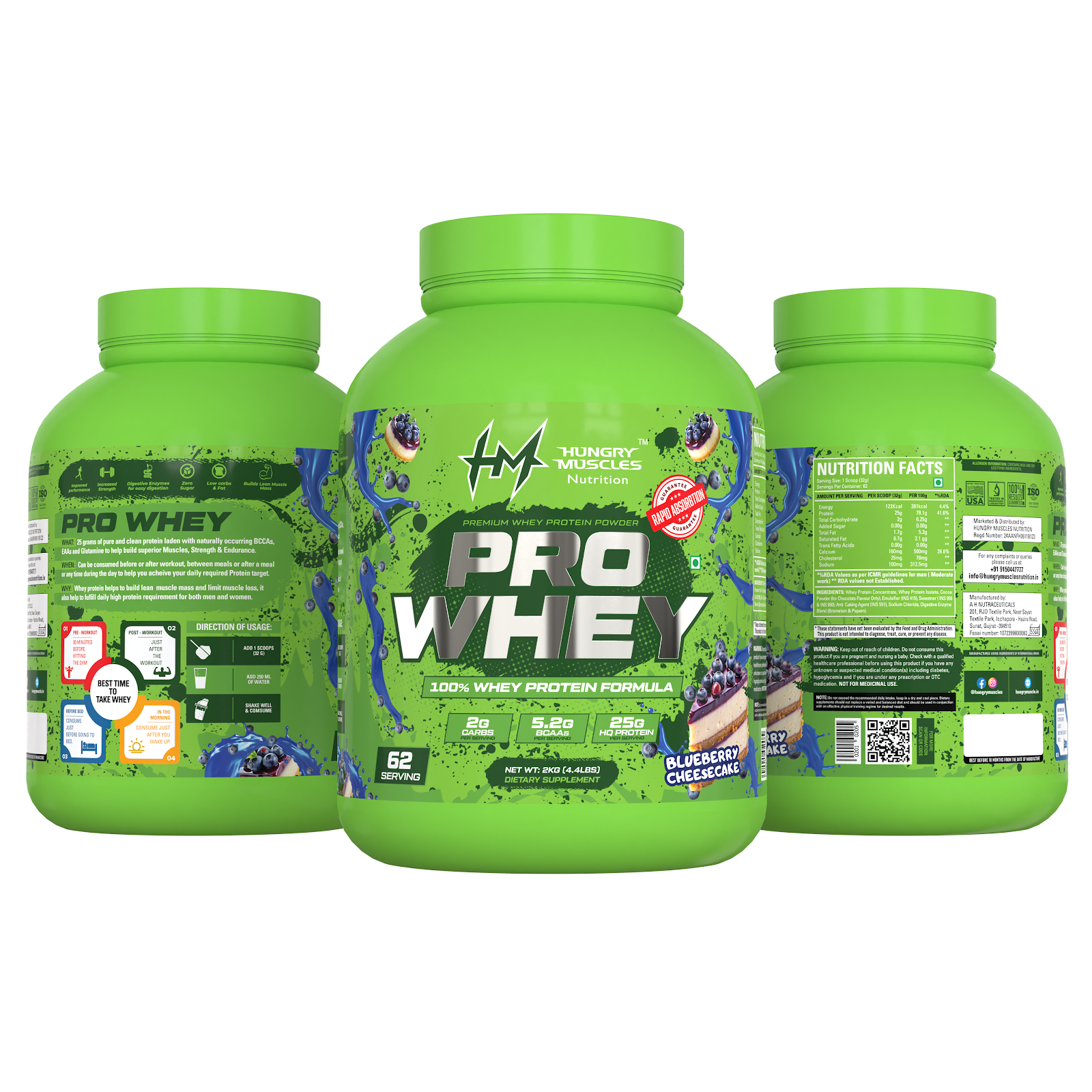 Hungry Muscles Pro Whey — Blueberry Cheese Cake, 1 KG
