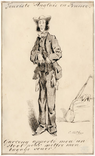 Karikatuur een Engelse toerist in Frankrijk 1856