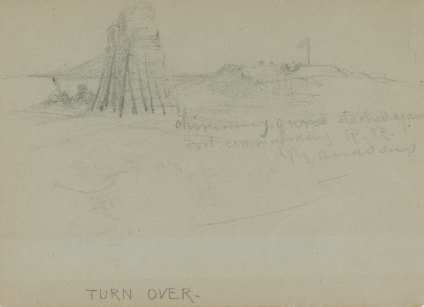 Chimney guns stacked against and fort commanding RR Manassas 1860 1865