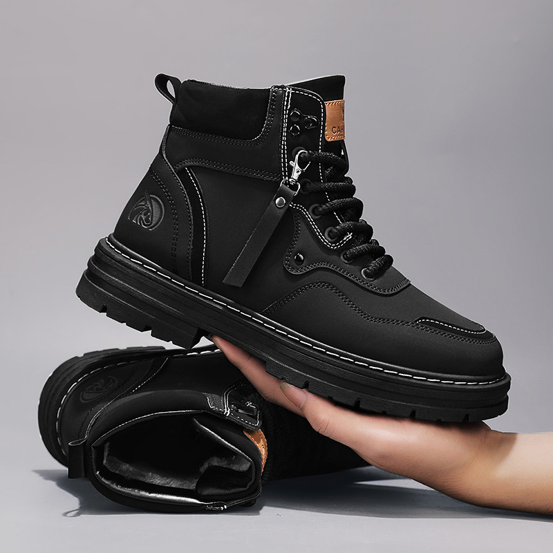 Men's Boots, High-Top, Leather, Vintage Style, Winter