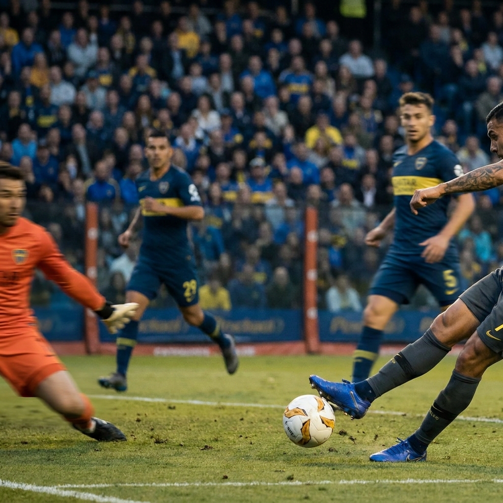 Close up of a professional striker finishing from inside the box with motion blur on defenders and the ball highlighted in Funded Plays brand colors bournemouth v nottingham forest prediction
