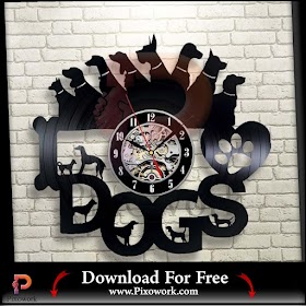 free DXF plasma cutting Dogs Wall Clock Gift For Dog Lover