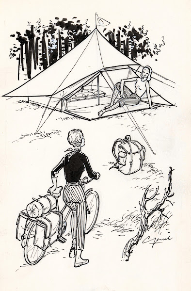 Zittende vrouw voor een tent 1930