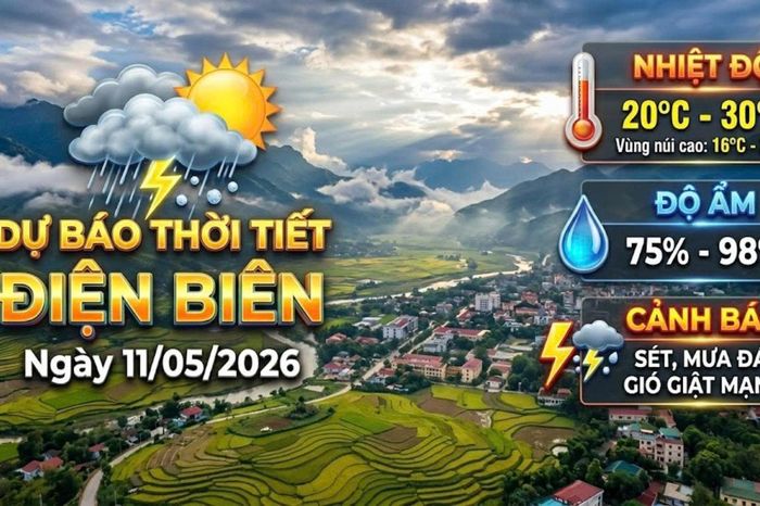 Bản tin Dự báo thời tiết ngày 11/5/2026 - Báo Điện Biên Phủ