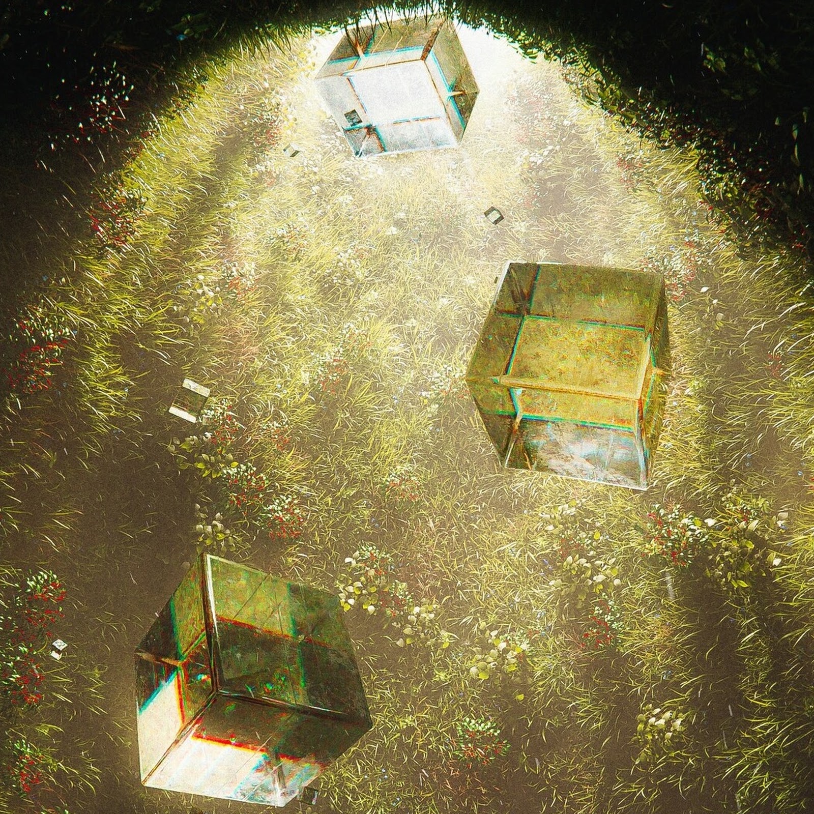 Download Floating Cubes in Grassy Tunnel iPhone