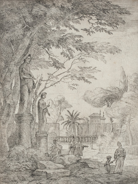 Garden Scene with Two Statues Garden of the Villa Medici circa 1710 1720