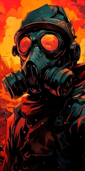Post Apocalyptic Gas Mask Soldier Full HD iPhone Wallpaper Background