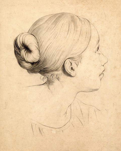 Portretstudie van een jonge vrouw profiel 1869