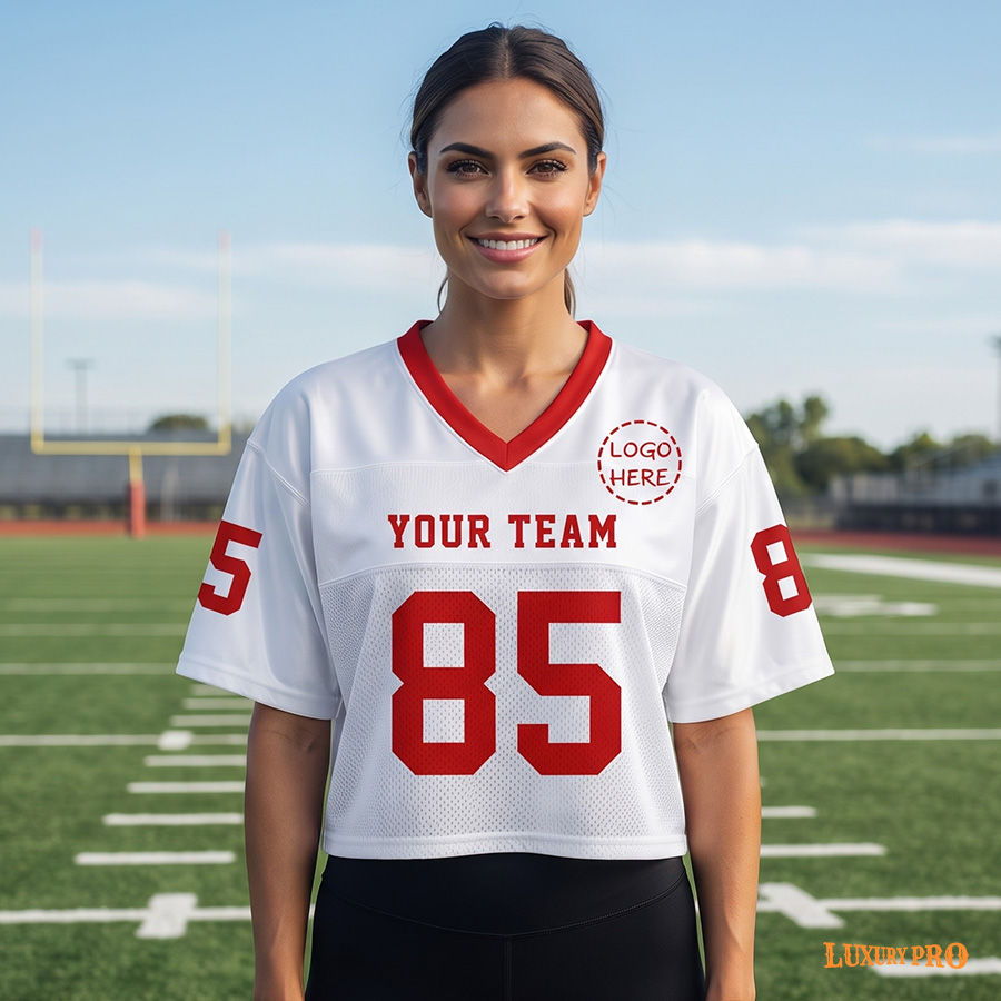 AOP Women's V-Neck Spliced Rugby Jersey