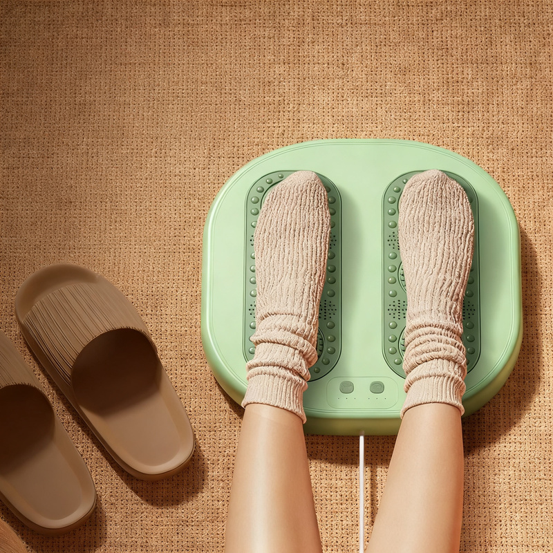 Electric foot warming mat with massage