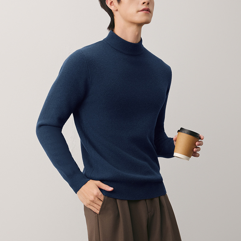 Men's wool turtleneck sweater, lined