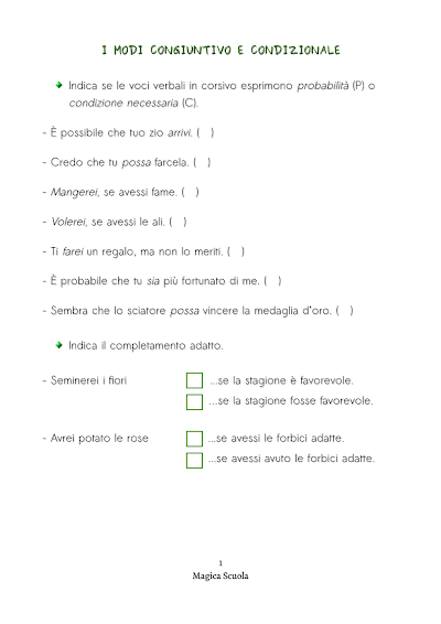 Anteprima della prima pagina: I modi congiuntivo e condizionale