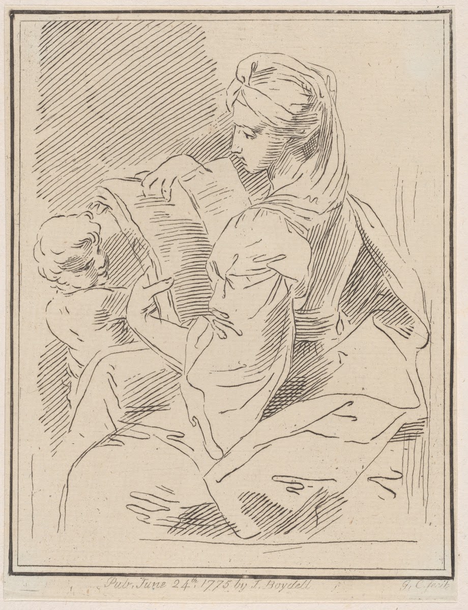 Sybil holding a book with a child at left 1775