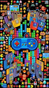 Dense Pixel Art Collage of Retro Video Game Icons and Controllers