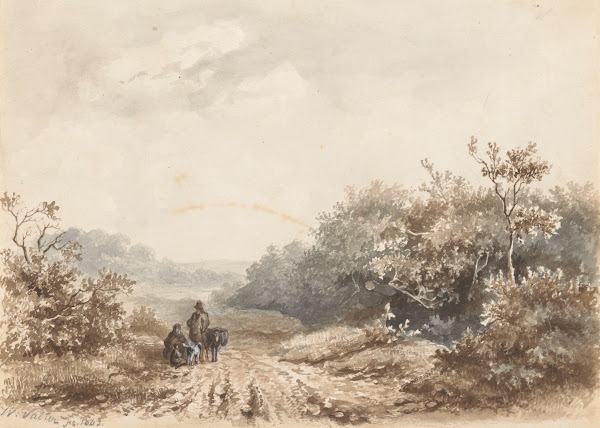 Landschap met een familie een schaap en een hond 1842