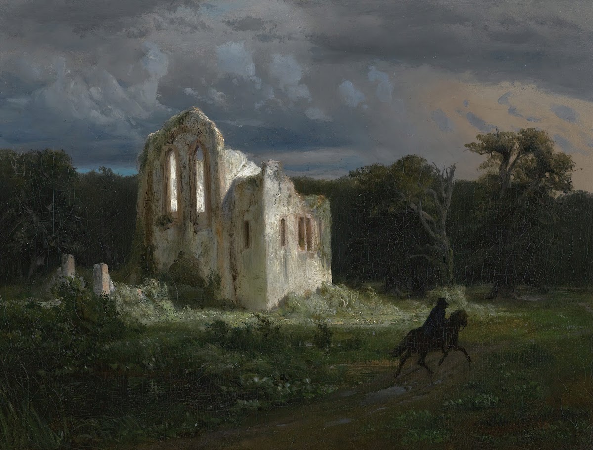 Mondscheinlandschaft Mit Ruine Moonlit Landscape 1849