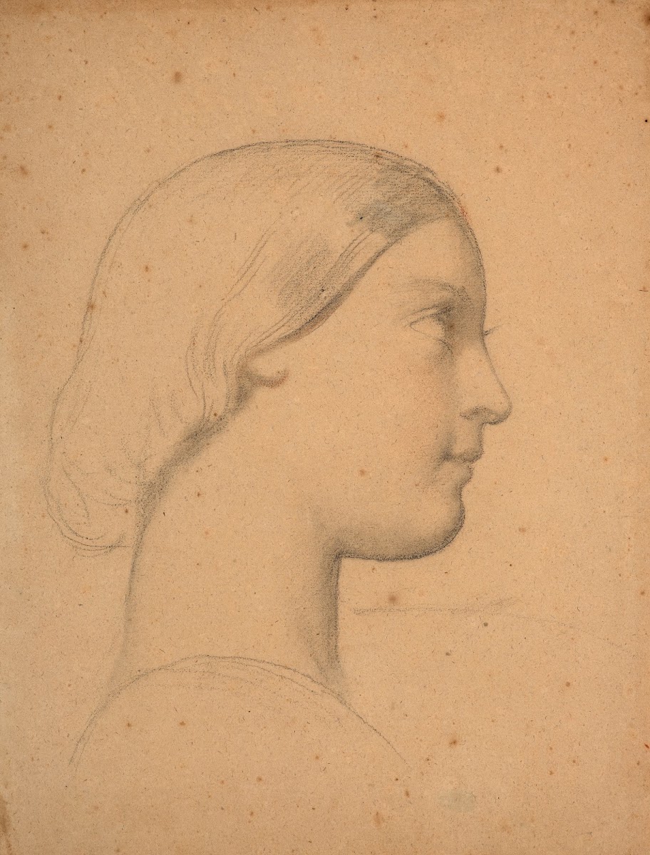 Etude de profil de jeune fille pour léglise Saint Germain lAuxerrois à Paris