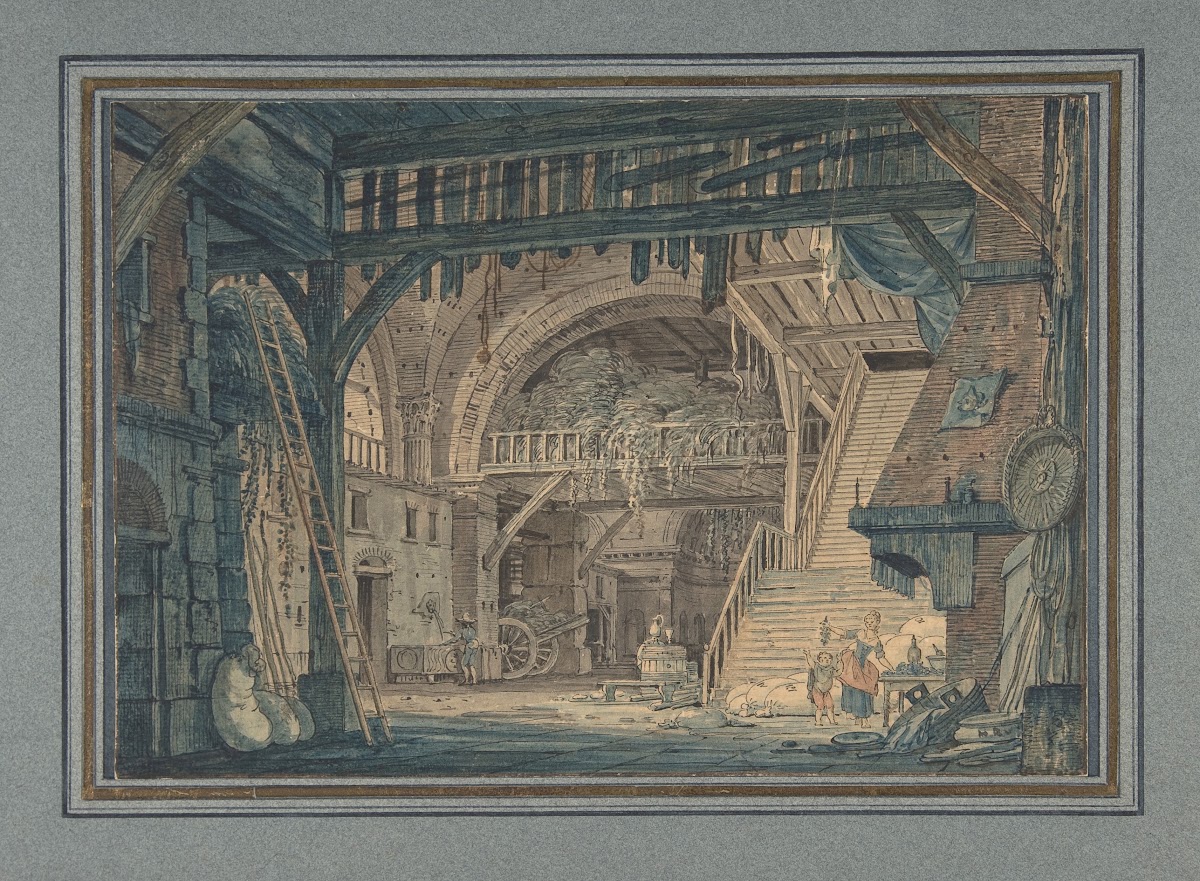 Stage Set Design of an Ancient Roman Ruin being Converted into a Barn