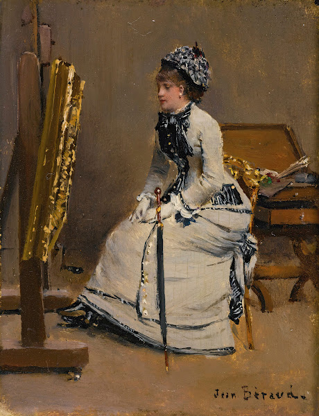 Femme Assise Devant Un Tableau