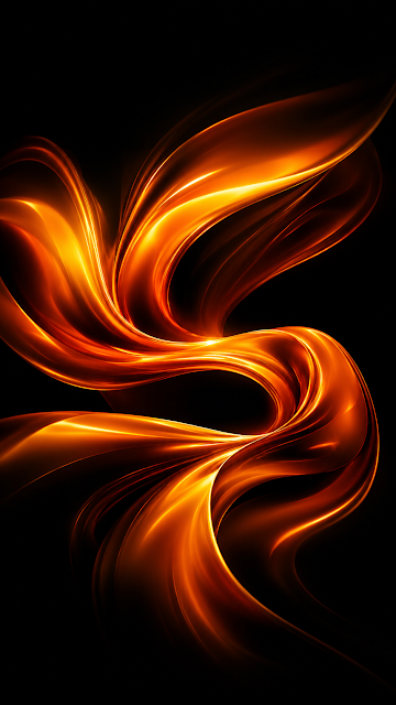 Abstract Liquid Silk Amber Wave AMOLED Wallpaper