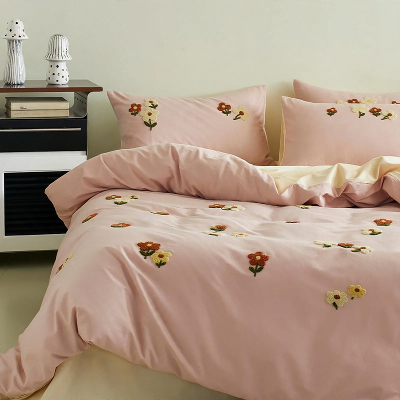 Cotton Bedding Set, 4-piece, Floral Design