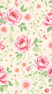 Seamless Pink Rose and Daisy Floral Pattern