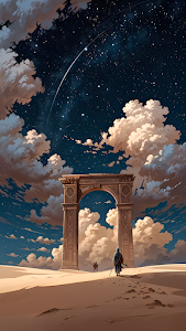 Desert Archway Under Starry Night Sky Epic Fantasy Art