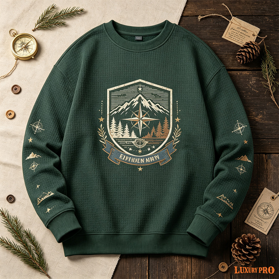 AOP Waffle Knit Crewneck Sweatshirt