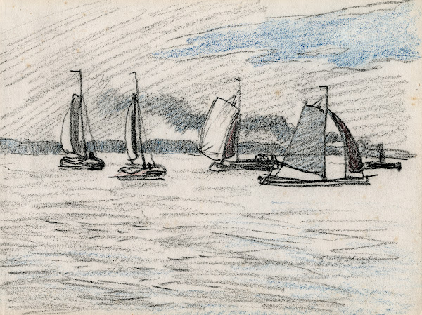 Zeilboten op watervlakte