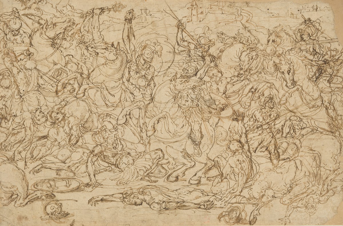 Battle of Horsemen and Foot Soldiers mid 16th century