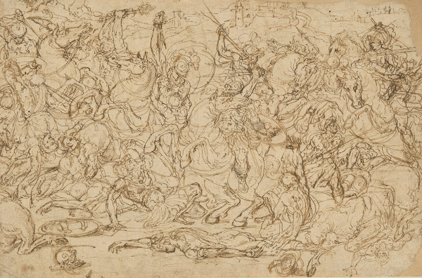 Battle of Horsemen and Foot Soldiers mid 16th century