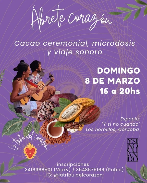 Cacao ceremonial, microdosis y viaje sonoro