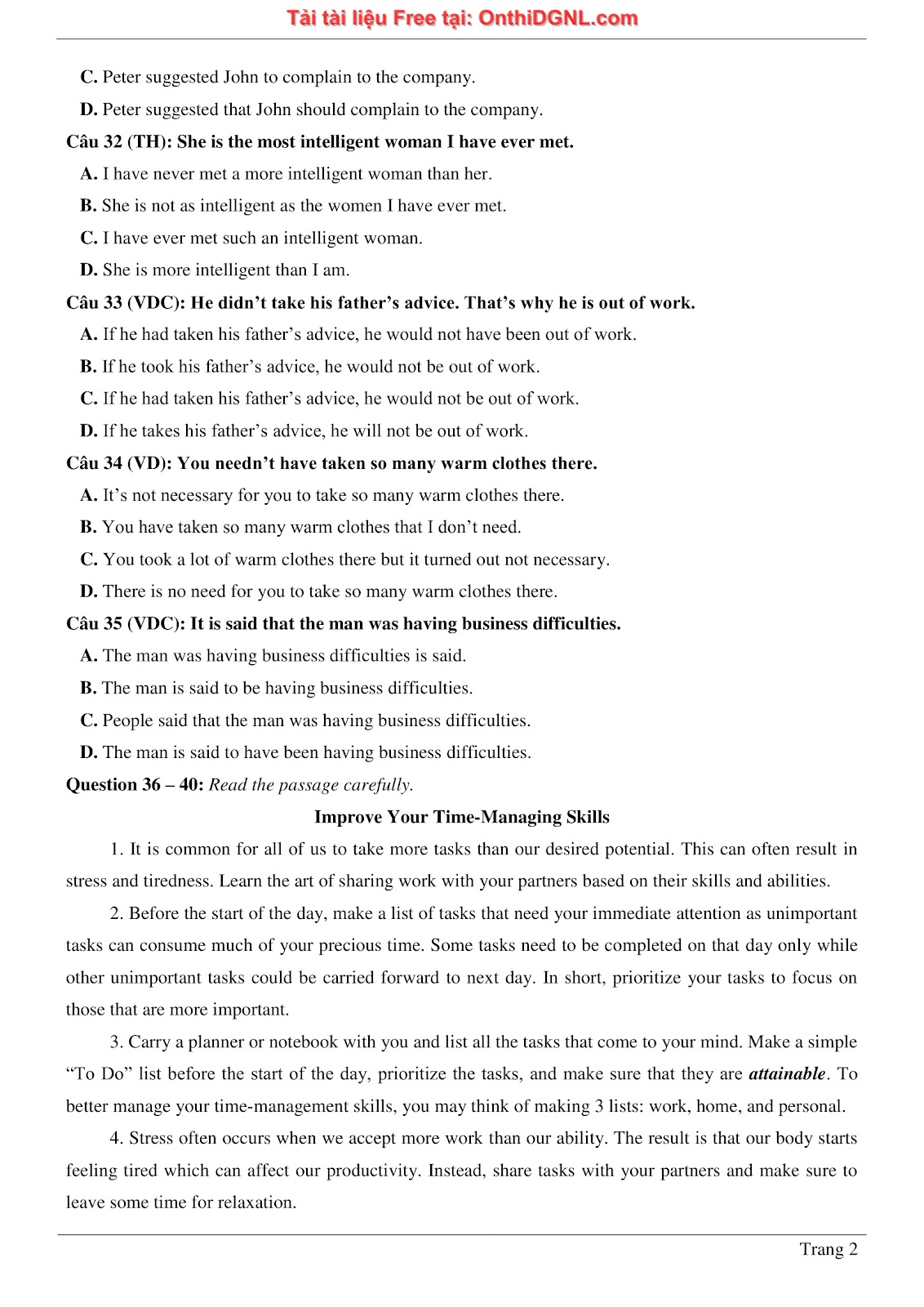 800 bài tập môn Tiếng Anh - Ôn thi ĐGNL ĐHQG TP HCM Phần 6