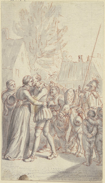 Don Quijote umarmt den Pfarrer ca 1776