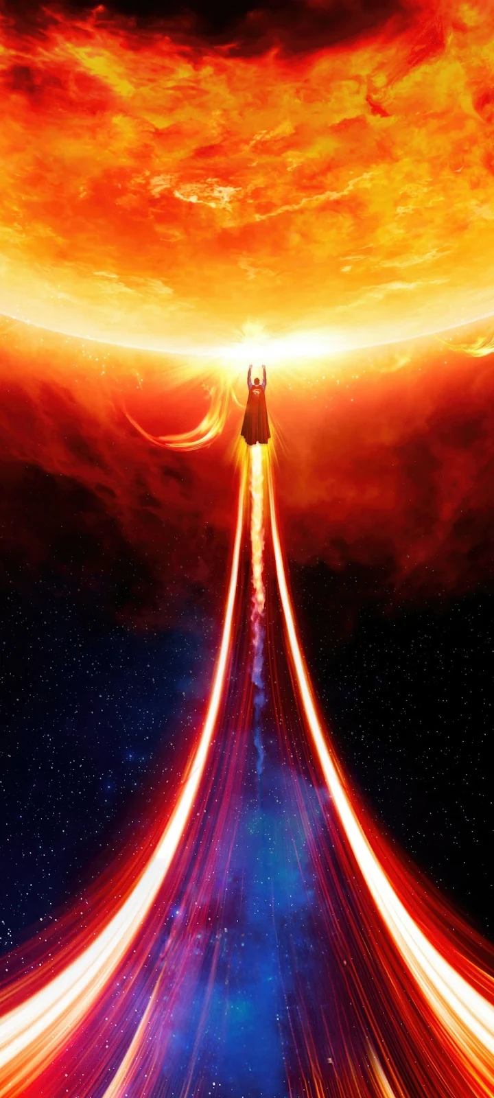Superman Flying Into the Sun - Comic Book Art iPhone Wallpaper (1032x2293)