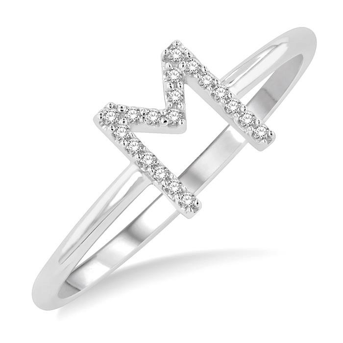 Block 'M' Initial Diamond Ring 365D9DHTSYG-M – 10 Kt White Gold, 4