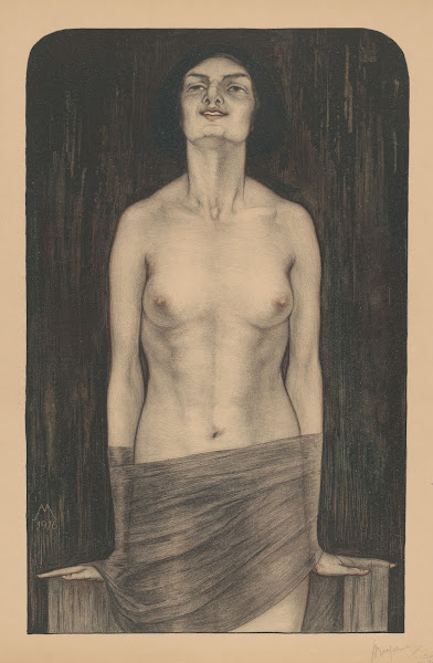 Staande vrouw met ontbloot bovenlichaam 1916
