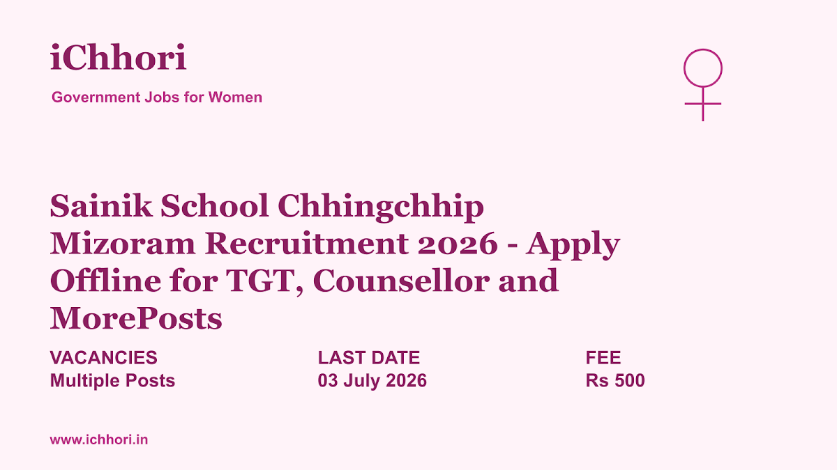 Sainik School Chhingchhip Mizoram Recruitment 2026 - Apply Offline for TGT, Counsellor and MorePosts - iChhori