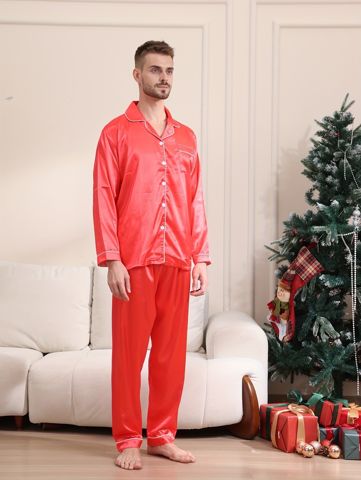 Exquisites Herren-Schlafanzug-Set, langärmelig