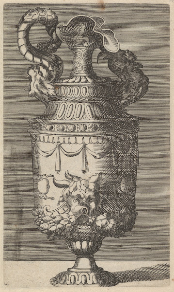 Vase with a Mask Garlands and Two Crabs 17th century
