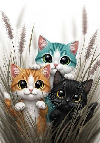 Adorable Peeking Kitten Trio
