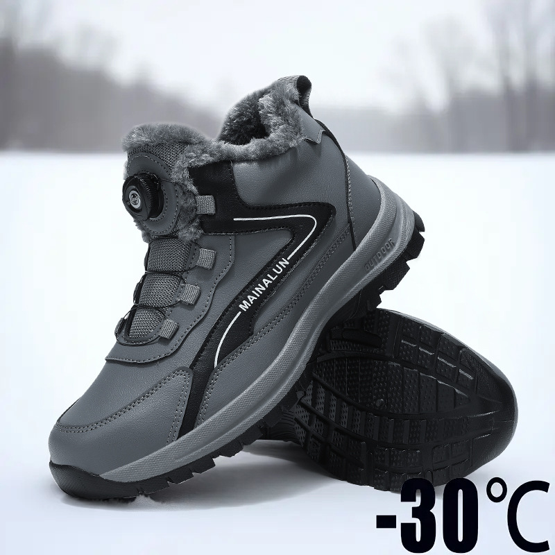 Insulated men's winter boots, slip-resistant and warm