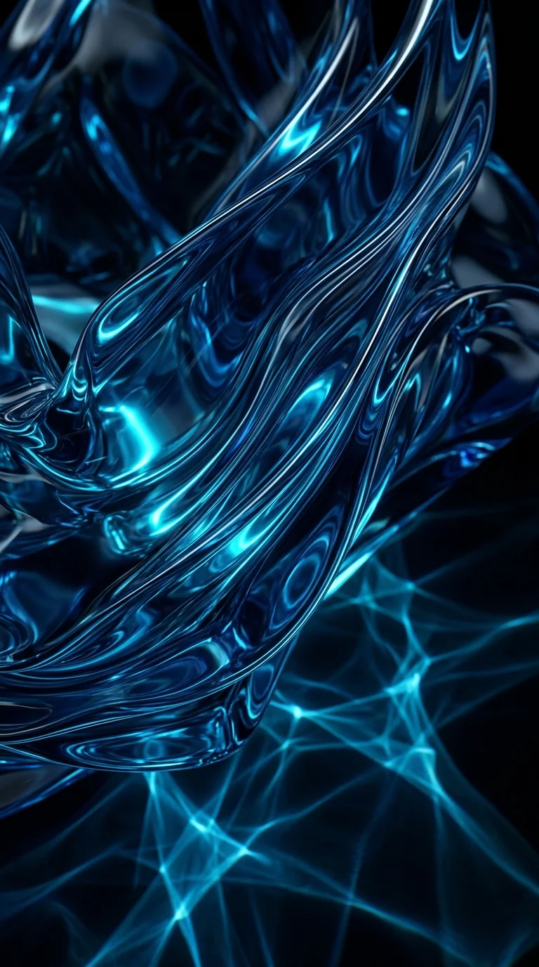 Abstract Deep Blue Glass Folds with Sharp Light Refractions - Free 4K mobile Wallpaper