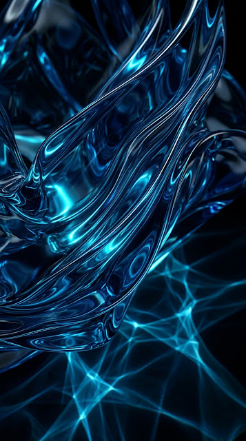 Abstract Deep Blue Glass Folds with Sharp Light Refractions - Free mobile Wallpaper
