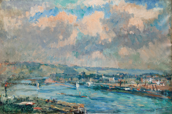 Rouen le Faubourg Saint Sever et le pont Boieldieu 1899