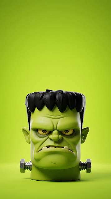 Minimalist Grumpy Monster 3D Character Portrait - Free mobile Wallpaper
