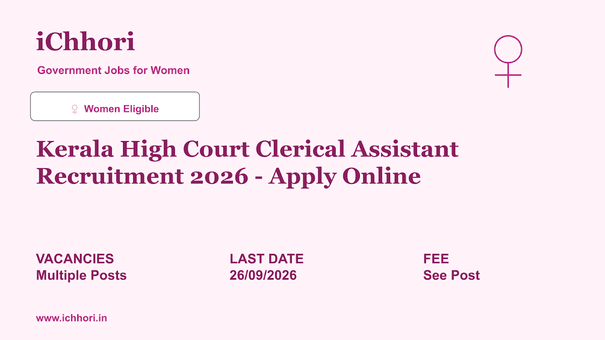 Kerala High Court Clerical Assistant Recruitment 2026 - Apply Online - iChhori