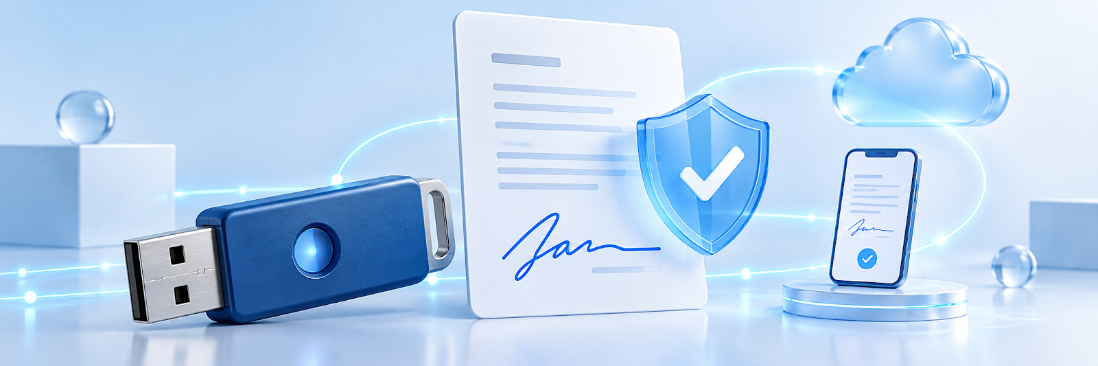 Minh họa chữ ký số: USB Token, tài liệu ký điện tử và ký số từ xa trên điện thoại